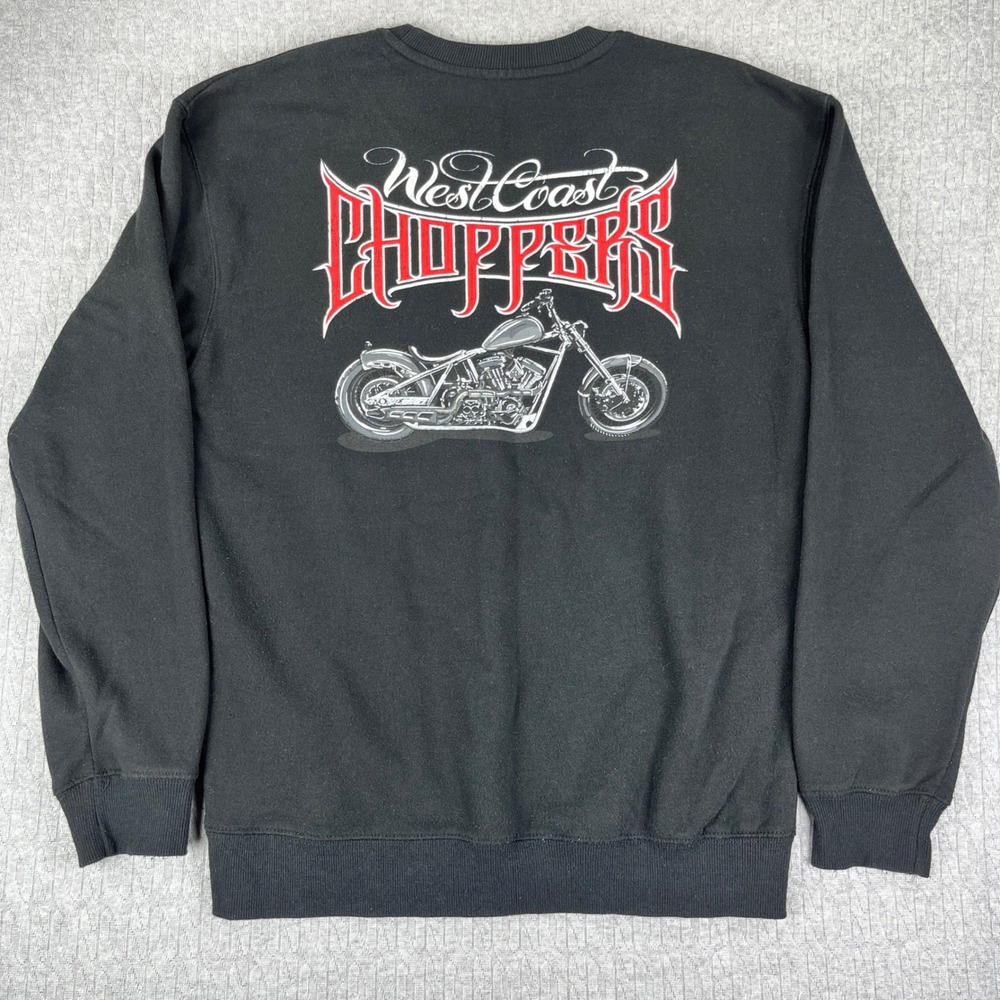 West Coast Choppers Sweatshirt Mens Medium Black Graphic Iron Cross Biker Moto
